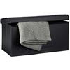 Relaxdays Cassapanca Contenitore, Pouf Pieghevole in Similpelle, HxLxP 38 x 76 x 38 cm, Panca con Coperchio, Nero