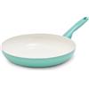 GreenPan Rio Padella Antiaderente in Ceramica Sana da 26 cm, Senza PFAS, Manico Fredda al Tatto, Sicuro in forno fino a 160°C, Turchese e Crema