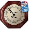 DayClocks orologio classico Carpe Diem - giorno della settimana orologio - giorno per giorno orologio con marcatori mezzogiorno e mezzanotte - orologio da parete in mogano da 9,5 pollici