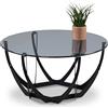 M2 Kollektion Maya 2 Tavolino da Salotto, Vetro Metallo, Nero, B/H/T=80x40x80cm
