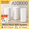 Tenda Sistema Mesh WiFi6 Tenda AX3000 EX/MX12, Router Wireless Wi-Fi6 Mesh per una copertura fino a 650 m². Ripetitore di Segnale Wi-Fi 6 Mesh