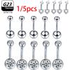 NONE 1/5 pz ASTM F136 G23 Titanio 14G Anello Del Tasto di Pancia Ombelico Nombril Piercing CZ Donne Sexy Gioielli Per Il Corpo Ombligo All'ingrosso