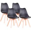 EGOONM Un set di 2/4/6 sedie da pranzo Mid-Century in plastica stile moderno DAW Shell poltrona lounge con gambe in legno per cucina ufficio nero