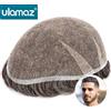 Ulamaz Premier Swiss Lace Toupee Ultra delicato AIR-Lace Protesi per capelli maschili 80% Densità Parrucca da uomo Sistema completo di capelli in pizzo Unità Parrucca da uomo