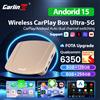 Carlinkit 256G Carlinkit Android Auto Adattatore Wireless CarPlay Tv Box Android 15 Ultra CarPlay Ai Box GPS QCM6350 Per Youtube Netflix IPTV