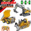 4WD Escavatore Telecomandato 4WD, Camion Ribaltabile 4x4 in Lega, Bulldozer Radiocomandato, Modello RC, Veicolo da Costruzione con Luci e Suoni, Regalo Giocattolo