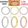 NONE 1/10 Pezzi Anello da Naso in Acciaio Inossidabile, Orecchini a Cerchio Clicker per Septum, Piercing per Donna, Gioielli per il Corpo, Anello per Labbro, Segmento Incernierato con Zircone
