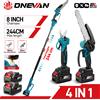 ONEVAN Motosega elettrica telescopica ONEVAN 4IN1 senza spazzole, forbice per rami alti da 8 pollici, attrezzo da giardino compatibile con batteria Makita 18V.