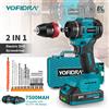 YOFIDRA 2 in1 Cacciavite elettrico senza spazzole Martello Trapano a batteria Impatto Utensile elettrico multifunzionale per Makita 18V Batteria Pin