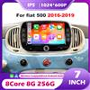 NONE Autoradio Carplay Android 16 per Fiat 500 2016-2019, lettore multimediale video per auto, stereo BT, autoradio con GPS, strumenti di navigazione, FM