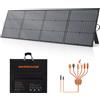 MHPOWOS Pannello solare pieghevole da 220 W Caricatore solare da 20 V per centrale elettrica Ecoflow Bluetti ANKER, IP67 impermeabile per camper da campeggio