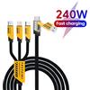 BESY Cavo di ricarica rapido 3 in 2 da 240 W per cavo di ricarica Micro USB tipo C Porta multi USB da 1,2 m Cavo di ricarica USB multiplo per iPhone Huawei