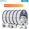 SUNLU 5KG PETG/Filamento per stampante 3D trasparente Bobina da 1,75 mm 1000 g (2,2 libbre) Filamento prelavato senza nodi Adatto alla maggior parte delle stampanti FDM
