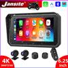 jansite Navigatore GPS portatile per moto Jansite da 6,25 pollici, IPX7 impermeabile, wireless, con supporto CarPlay e Android Auto, registratore di guida con supporto DVR 4K