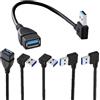 UXG Cavo adattatore USB 3.0 A maschio-femmina da 90 gradi Angolo USB 2.0 Prolunga di estensione Trasmissione veloce Cavo da 5 Gbps sinistra/destra/giù/giù