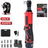DWiusty Chiave a Cricchetto Elettrica Senza Fili 3/8, Utensile a Cricchetto 12V 200NM con 2 Batterie da 1300mAh 90 ° Chiave Angolare, Set di 7 Bussole