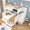 NONE Letto a Castello Multifunzionale Salvaspazio per Bambini 90x200+140x200 con Scrivania Integrata e Cassetti Portaoggetti Bianco Senza Materasso per Camera da Letto