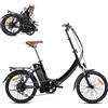 varstrom Bicicletta elettrica pieghevole Varstrom, motore brushless da 250W, 36V 16Ah, 25 km/h, pneumatici da 20 pollici, forcella ammortizzata, 7 velocità, autonomia di 100 km