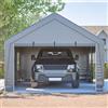 Garage/Gazebo 6x4x3m per tutte le stagioni con parete laterale impermeabile, protezione UV, finestre avvolgibili, ideale per auto e stoccaggio, grigio