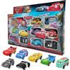 TAKARA TOMY Set di 12 Modellini in PVC di Pixar Cars: Lightning McQueen, Jackson Storm, Mater, Auto Giocattolo a Retrocarica per Bambini, Set Regalo di Compleanno