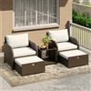 HiMISS Set di Mobili da Giardino in Rattan 5 Pezzi, Sedie con Poggiapiedi e Tavolo con Piano in Vetro per Giardino, Balcone, Bordo Piscina