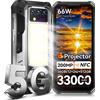 OUKITEL WP100 TITAN Smartphone Robusto con Proiettore Integrato 12GB+512GB 33000mAh Luce da Campeggio 1200 Lumen 200MP NFC 66W
