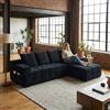 NONE Divano Sezionale Moderno a L in Ciniglia con Chaise Longue Reversibile e Contenitore Laterale, Seduta Imbottita Accogliente, Nessun Montaggio Richiesto