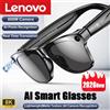 Lenovo Occhiali Smart Lenovo con Fotocamera 100MP, Video 8K HD, Chat GPT, Batteria 260mAh, Chiamate Bluetooth, Controllo Vocale per Uomo