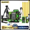 HUEPAR W04CG Set Livella Laser 4D Autolivellante a Linee Incrociate con Raggio Verde, Telecomando, Schermo LCD, Kit di Allineamento Bluetooth