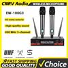 NONE Microfono Wireless Professionale EW100G3 per Performance sul Palco, 2 Canali 600-699MHz UHF, Microfono Wireless Portatile in Metallo per Karaoke