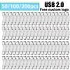 KFHIREW Chiavetta USB 2.0 in Metallo da 4GB, 8GB, 64GB, Prezzo all'Ingrosso, 50/100/200 Pezzi, Pendrive con Logo Gratuito, Regalo Impermeabile, U-disk