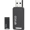 UNICO Lettore di Schede SD TF UNICO 2-in-1 USB 2.0, Adattatore per Schede di Memoria a Doppio Slot Micro SD SDHC SDXC, Nero, Conforme RoHS