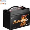 LiTime Batteria al litio LiTime LiFePO4 24V 100Ah con Bluetooth | Batteria al litio Xtra Mini con BMS integrato da 100A | Centrale elettrica portatile da 2560Wh per motore da pesca, barca, camper e