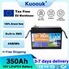 Kuoouk Batteria LiFePO4 12V 350AH con Caricabatterie Integrato 12.8V, BMS 100A, Oltre 10000 Cicli per Camper, Energia Solare, Barche - Spedizione Rapida dall'UE