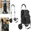 NONE Carrello della spesa pieghevole 2-in-1 con borsa impermeabile rimovibile da 40L, telaio leggero in alluminio, ruote silenziose da 21 cm, maniglia in schiuma antiscivolo, per supermercato e trasporto