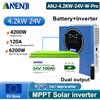 ANENJI Inverter solare ibrido ANENJI 4.2KW 24V con doppia uscita, batteria LiFePO4 24V 100AH, 6000 cicli, Bluetooth e BMS integrati, capacità tipica 2560Wh