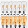 6PCS LED ST64 2W 4W 6W 8W DC 220V 110V Dimmerabile Lampadina a filamento d'oro E27 B22 Luce Lampada Edison vintage Retro Aspetto in vetro dorato