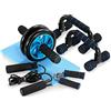 Tomshoo Set fitness per addominali 5 in 1, per la casa, con ruota per addominali, maniglie per flessioni, hand grip per rinforzare la mano, corda per saltare, tappetino di protezione per ginocchia
