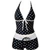 Generico Costume Donna Bikini, Costume Mare Donna, Bikini A Pois Costume da Bagno A Due Pezzi con Slip A Vita Alta con Laccetti Laterali E Top Push Up