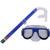 PureBowlic Maschera da nuoto per bambini, con lenti anti-appannamento in PS e boccaglio semi-asciutto, in morbido silicone, fibbia regolabile per tubo per immersioni, snorkeling, nuoto, colore blu