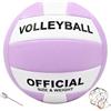 KUWUNG Pallone da pallavolo, misura 5, con ago e rete portatile, impermeabile, morbido, per spiaggia, interni ed esterni (viola)