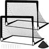 Gaethra 2 Pezzi Porta da Calcio per Giardino, Mini Porte Calcio Bambini, Porte Calcio Giardino Pieghevole, con Rete in Nylon, Borsa Portaoggetti, Asta in Fibra di Vetro, 8 Chiodi a Forma di U
