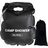Dybnuhoc Borsa da doccia solare, set da bagno portatile, 20 l, 0,31 kg, con tecnologia di riscaldamento, attrezzatura esterna compatta per campeggio, festival, viaggi su strada e accesso all'acqua