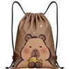 BirthZan Capybara - Borsa sportiva con coulisse, Capybara, piccola, in poliestere leggero, per palestra, casual, per scuola e viaggi