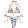 Generico Bikini Donna Push Up, Costume da Bagno Donna Due Pezzi, Costume da Bagno con Spacco sul Bikini Sexy Stampato con Coppa Triangolare