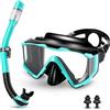 Collazoey Set per Snorkeling Adulti con Maschera e Boccaglio,Occhialini da Sub panoramici a 180°,Maschera da Snorkeling Antiappannamento e Anti-Perdite,Set da Snorkeling per Snorkeling e Immersioni (Nero/Verde)