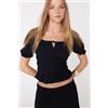 Tezenis Maglia Mezza Manica In Tela Crepe Donna Nero