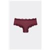 Tezenis Culotte Brasiliana Microfibra Stampata E Pizzo Riciclato Donna Rosso