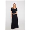 Tezenis Gonna Lunga A Ruota In Tela Crepe Donna Nero