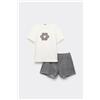 Tezenis Pigiama Corto Mezza Manica Patch Fiore Donna Nero